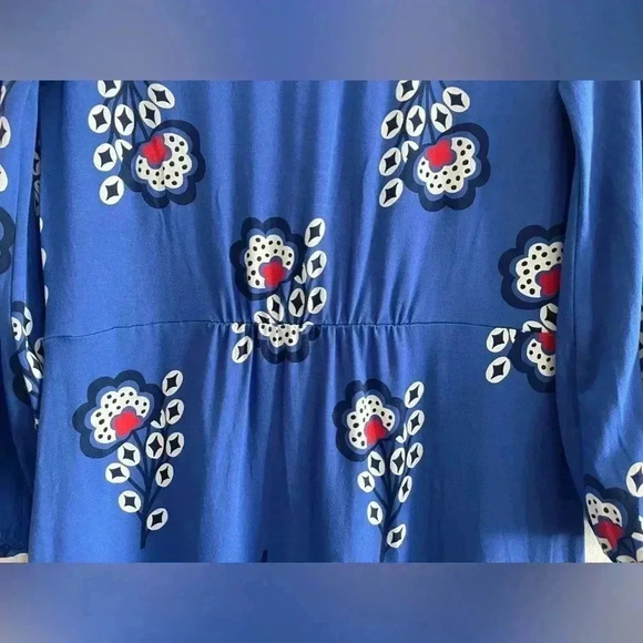 Boden Abstract Floral Print Jersey Knit Dress blue red US 4L - Picture 9 of 11